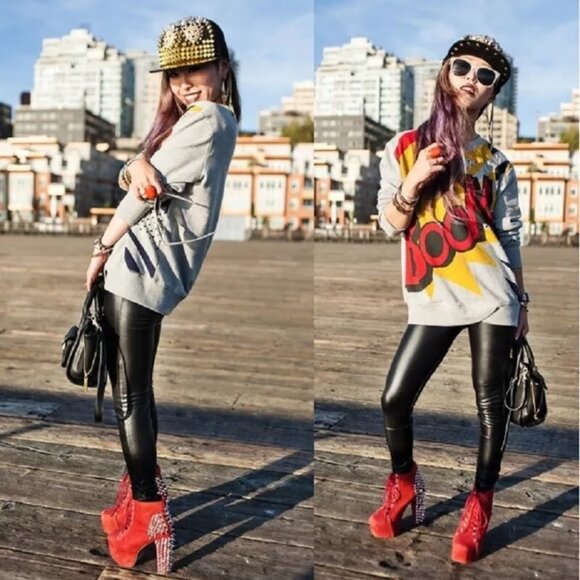 NEW Jeffrey Campbell 5 5.5 RED LITA SPIKE Studded Ankle Boots - Picture 2 of 4